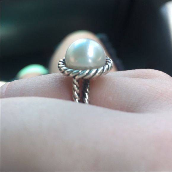 DAVID YURMAN Solitaire Pearl Ring w/ Braided Band - Picture 2 of 3